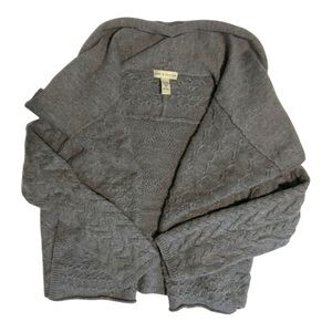 EUC Lord & Taylor Wool Blend Gray Chunky Open Cardigan- Size Small